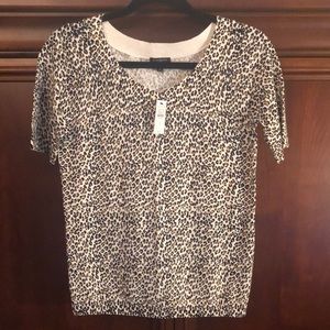 Talbots cheetah print short sleeve top0P new tags